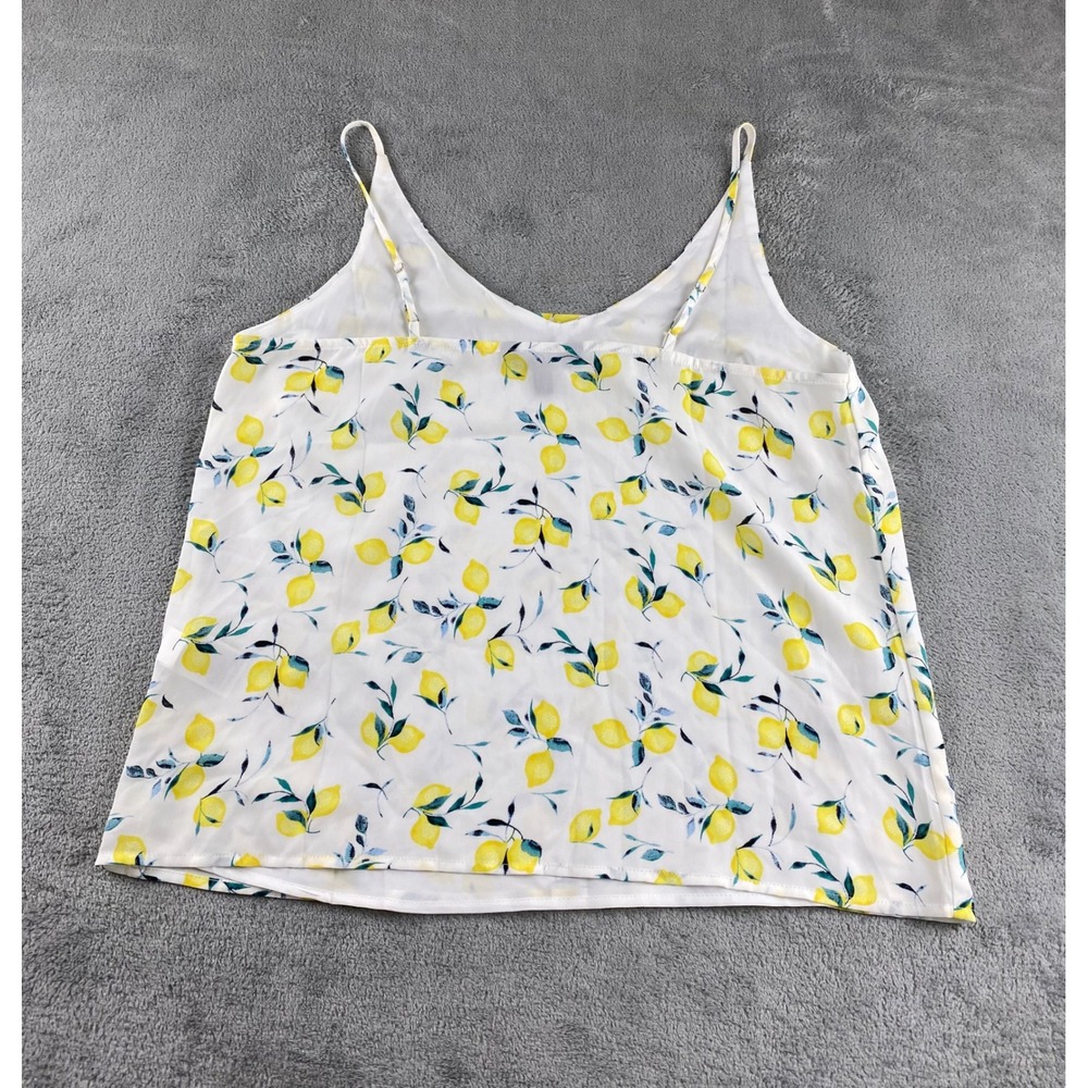 Banana Republic Petite Lemon Print Cami Tank Top Womens MP White Yellow - Picture 7 of 8